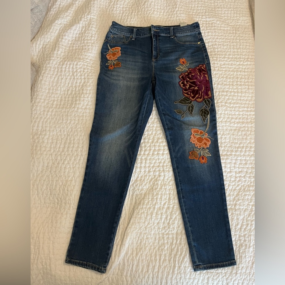 Chico's Blue Jeggings with Embroidery